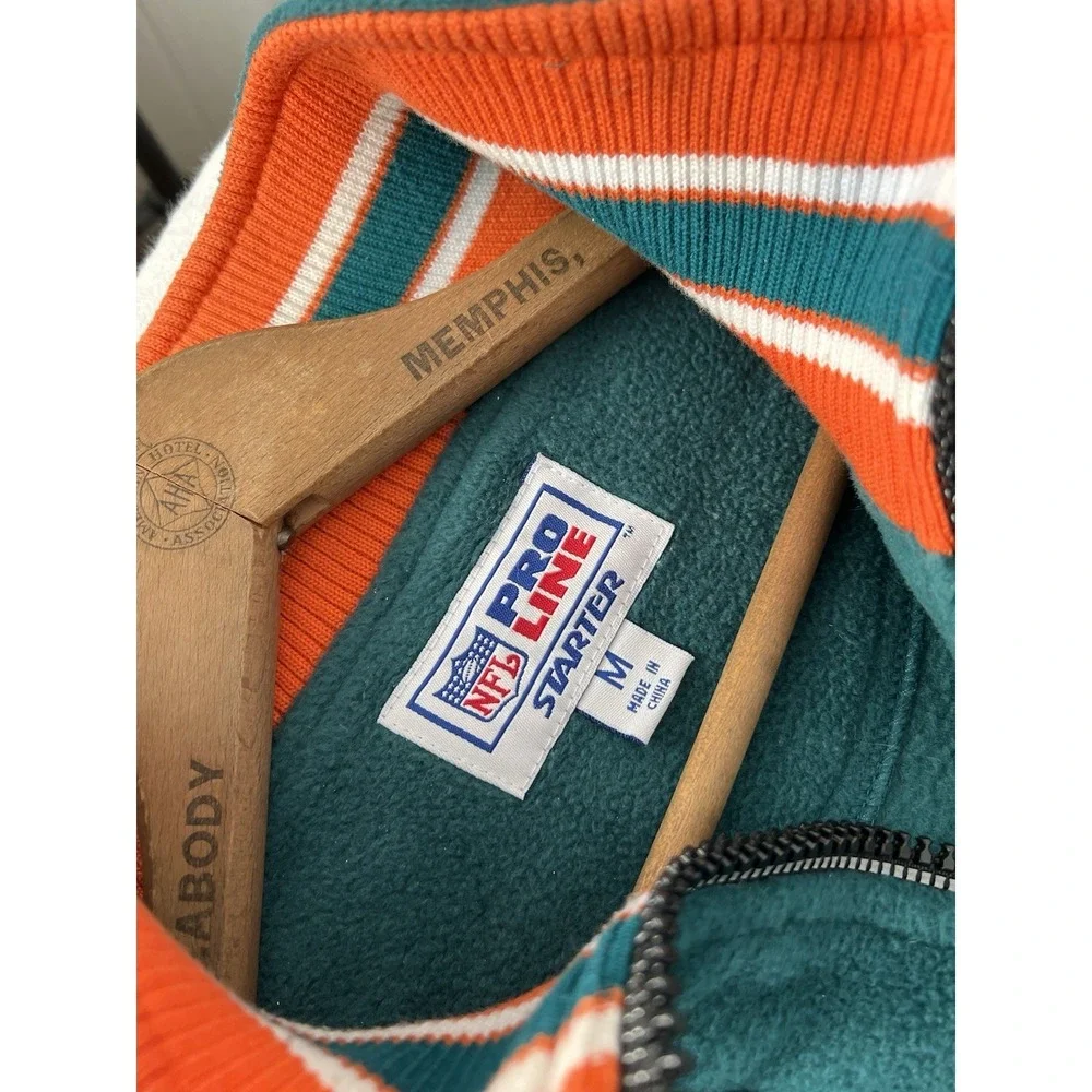 VTG Starter Pro Line Miami Dolphins Fleece Pullover 1/2 Zip Mens Medium Green